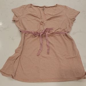Two Hearts Maternity Pink Blouse with Tie